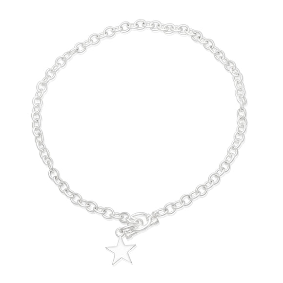 N-007-S Sm Oval Link Charm Necklace - Star | Teeda