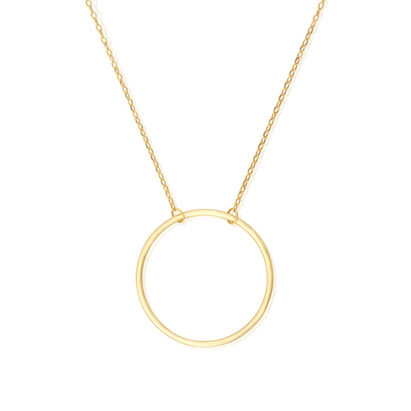 N-7000 Thin Circle Charm and Necklace Set - Gold Plated | Teeda