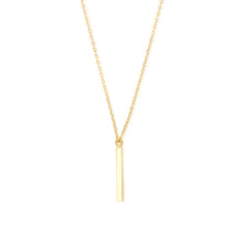 N-7002 Square Bar Charm and Necklace Set - Gold Plated | Teeda