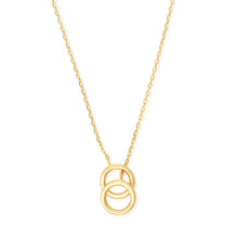 N-7008 Twin Circles Charm Necklace - Gold Plated | Teeda