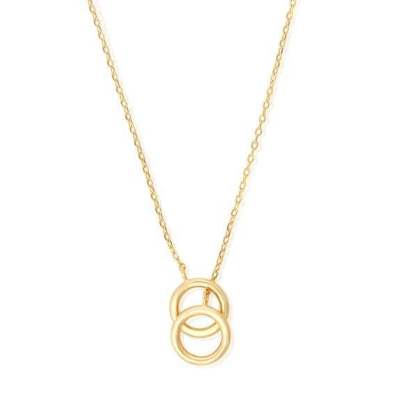 N-7008 Twin Circles Charm Necklace - Gold Plated | Teeda