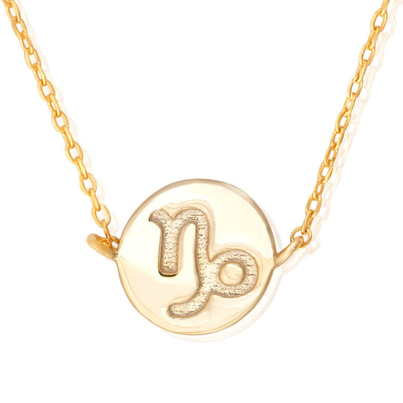 N-7009 Zodiac Symbol Charm and Necklace Set - Gold Plated - Capricorn | Teeda