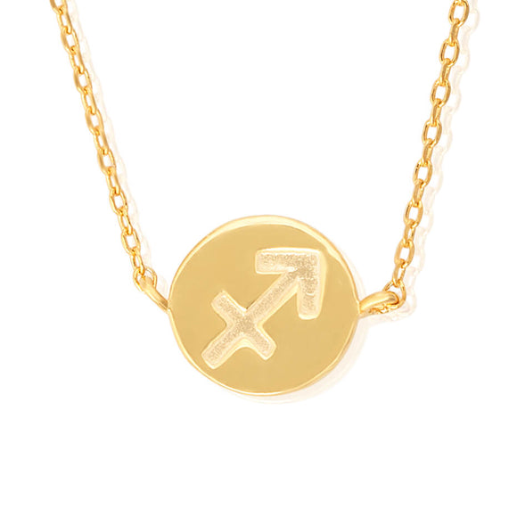 N-7009 Zodiac Symbol Charm and Necklace Set - Gold Plated - Sagittarius | Teeda