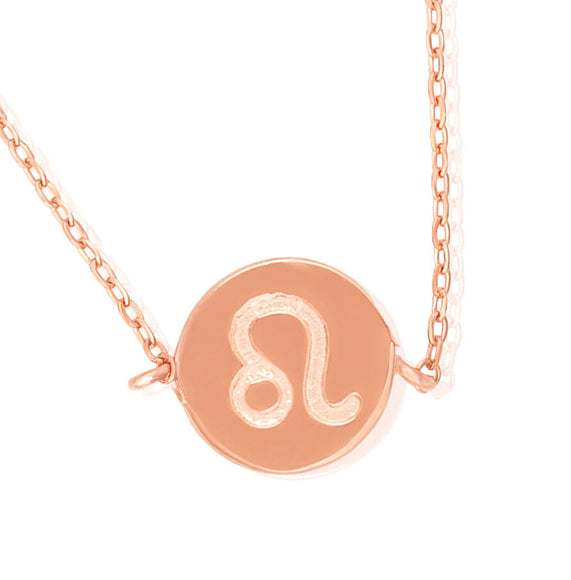 N-7009 Zodiac Symbol Charm and Necklace Set - Rose Gold Plated - Leo | Teeda