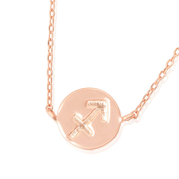 N-7009 Zodiac Symbol Charm and Necklace Set - Rose Gold Plated - Sagittarius | Teeda