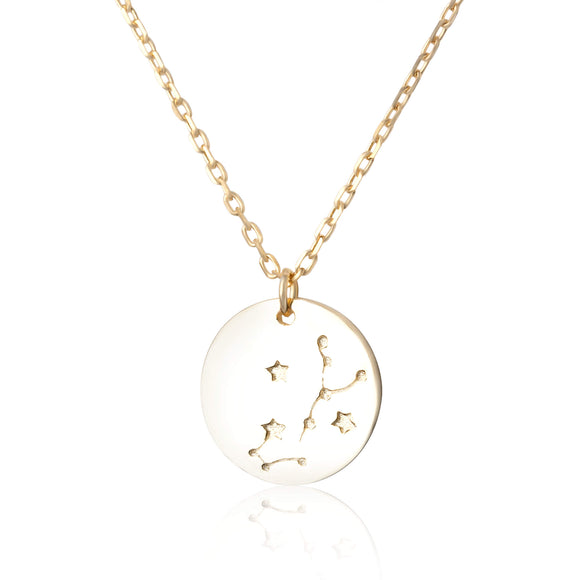 N-7016 Zodiac Constellation Disc Charm and Necklace Set - Gold Plated - Scorpio | Teeda