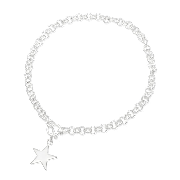 N-810-S Med Round Rolo Link Necklace - Star | Teeda