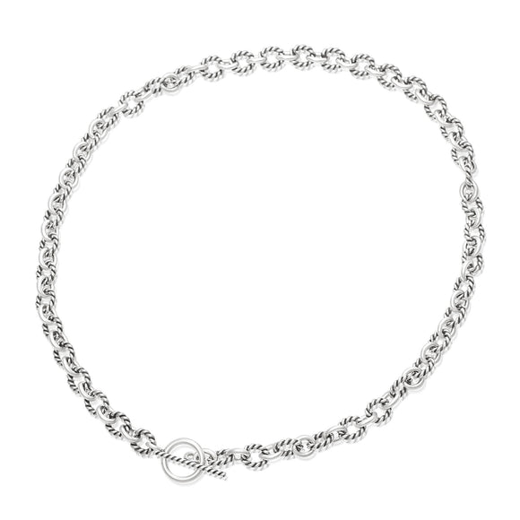 N-813-X Alternating Sm Twist Oval Cable Link Necklace - No Charm | Teeda