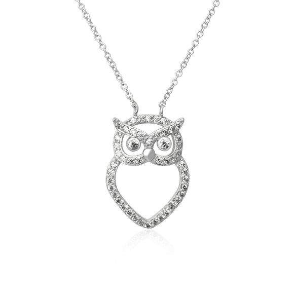 NZ-3000 Owl Cubic Zirconia Pendant and Necklace | Teeda