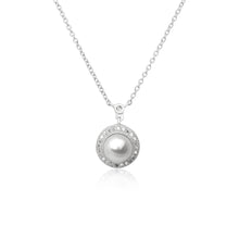 NZ-3004 Pearl in CZ Halo Setting Pendant and Necklace Set | Teeda