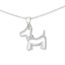 NZ-7005 Terrier Dog CZ Pendant Necklace | Teeda