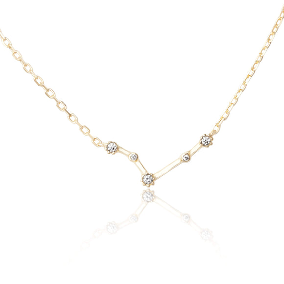 NZ-7015 Zodiac Constellation CZ Charm and Necklace Set - Gold Plated - Aries | Teeda