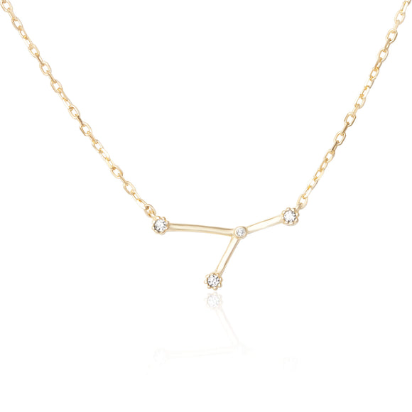 NZ-7015 Zodiac Constellation CZ Charm and Necklace Set - Gold Plated - Cancer | Teeda