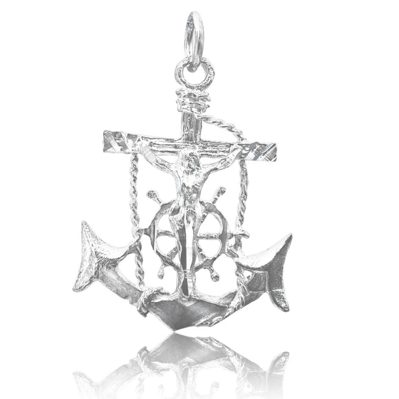 P-2280 Jesus Crucifix Anchor Med Charm