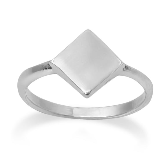 R-2032 Diamond Shape Dainty Signet Ring | Teeda