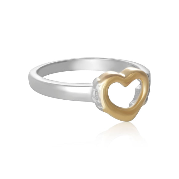 R-5004 Silver and Gold Open Heart Ring