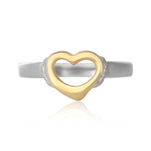 R-5004 Silver and Gold Open Heart Ring | Teeda