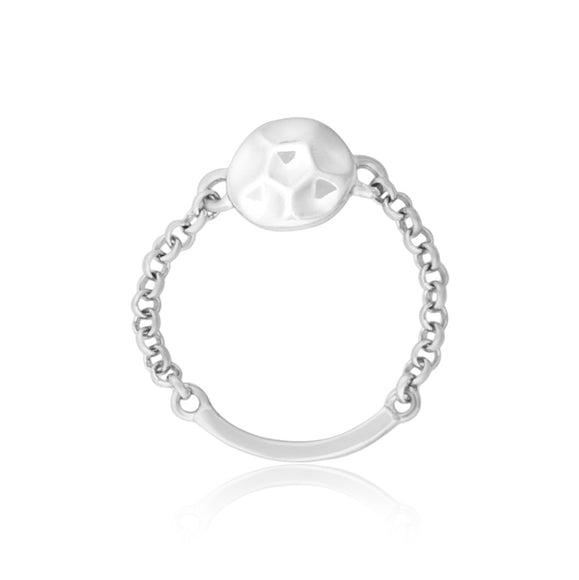 R-5005 Hammered Disc and Chain Ring - Rhodium Plated | Teeda