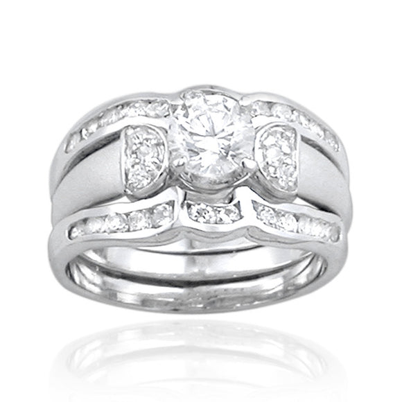 RSZ-1050 Cubic Zirconia Engagement Wedding Ring Set | Teeda