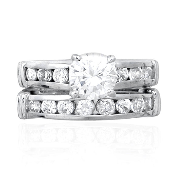 RSZ-1090 Cubic Zirconia Engagement Wedding Ring Set | Teeda