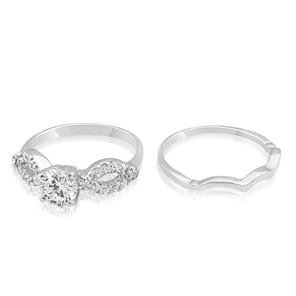RSZ-2141 Cubic Zirconia Engagement Wedding Ring Set