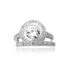 RSZ-2146 Bezel Set Halo CZ Engagement Wedding Ring Set | Teeda