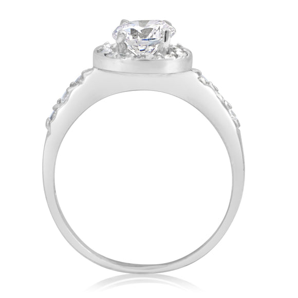 RSZ-2153 Halo CZ Engagement Wedding Ring Set