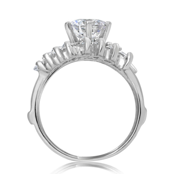RSZ-2160 Round Marquise Emerald Cut CZ Engagement Wedding Ring Set