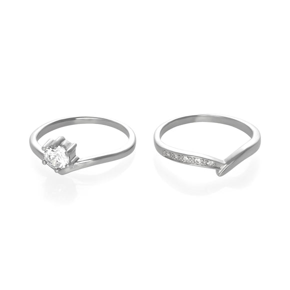 RSZ-3006 Cubic Zirconia Wedding Ring Set
