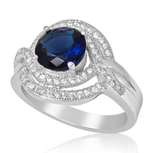 RZ-1647-BS Micropave Cubic Zirconia Ring - Blue Sapphire | Teeda