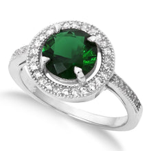RZ-1671 Round Brilliant Cut Halo CZ Ring - Emerald | Teeda