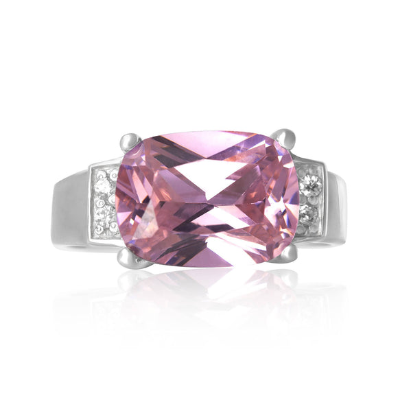 RZ-3480-P Emerald Cut CZ Ring - Pink | Teeda