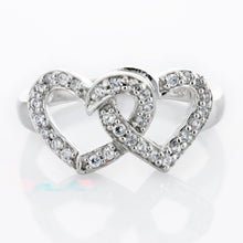 RZ-4072 Double Interlocking Hearts Cubic Zirconia Ring | Teeda