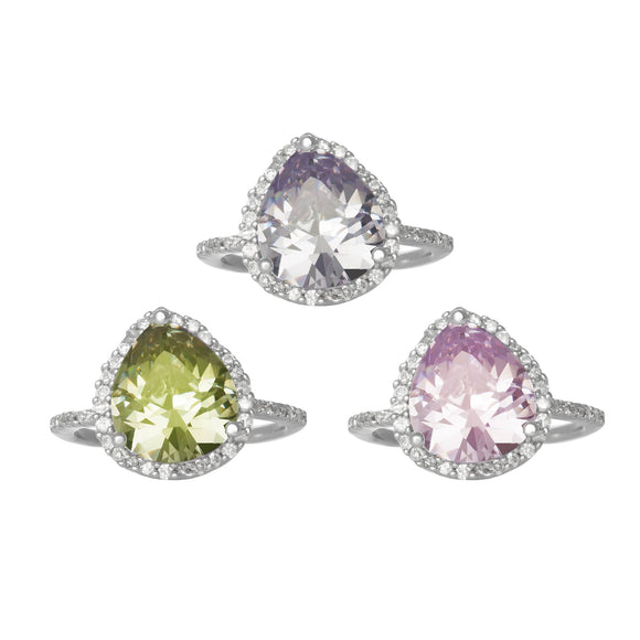 RZ-7044 Pear CZ Halo Cocktail Ring