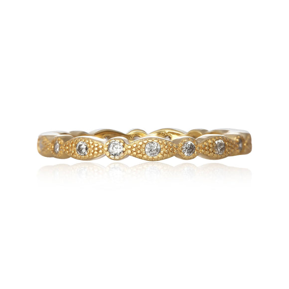 RZ-7153 Milgrain Marquise and Dot CZ Eternity Ring - Gold-Plated | Teeda
