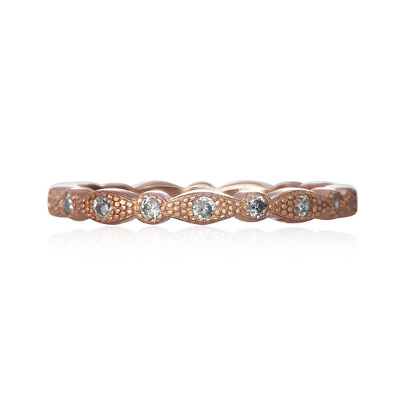 RZ-7153 Milgrain Marquise and Dot CZ Eternity Ring - Rose Gold-Plated | Teeda