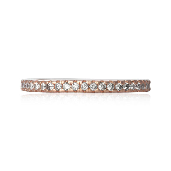 RZ-7156 Nouveau Cubic Zirconia Eternity Ring - Rose Gold-Plated | Teeda
