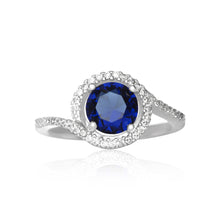 RZ-7163 Twisting Halo Cubic Zirconia Ring - Blue Sapphire | Teeda