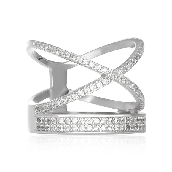 RZ-7168 Stacked Crisscross Band CZ Ring