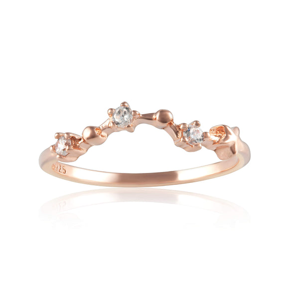 RZ-7173-RG Zodiac Constellation CZ Ring - Rose Gold Plated - Pisces | Teeda