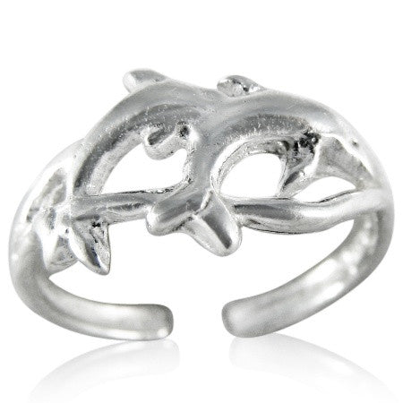 TR-2190 Two Leaping Dolphins Toe Ring | Teeda