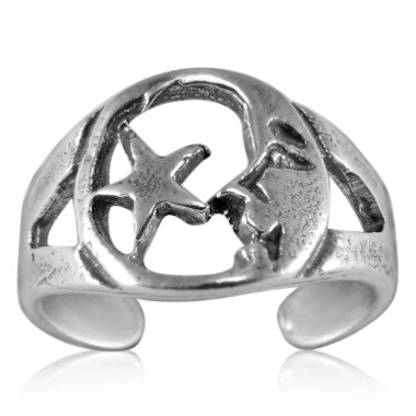TR-2540 Man in the Moon and Star Toe Ring | Teeda